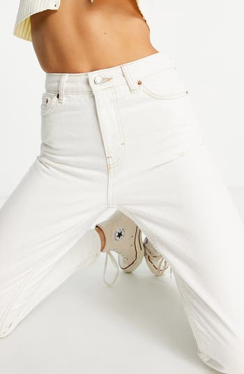 Topshop off shop white straight jeans