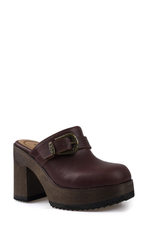 Candie's Erynne Platform Clog in Brown Leather 