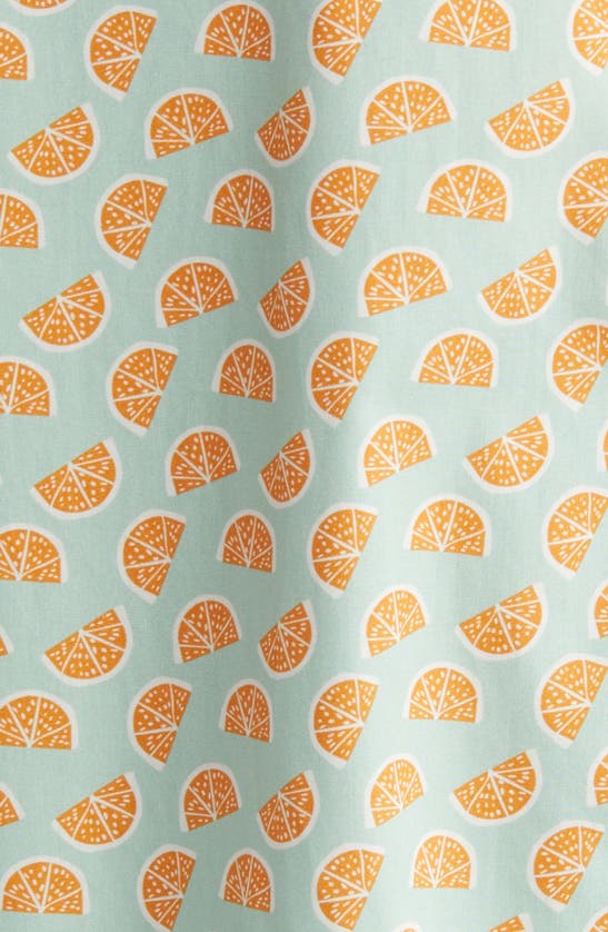 Johnston & Murphy Citrus Print Short Sleeve Cotton Button-down Shirt In Green/orange