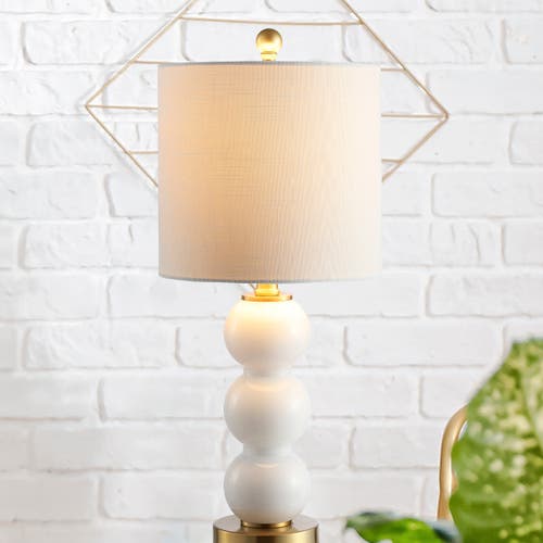Jonathan Y February 21in Glass Metal Led Table Lamp In White/brass Gold
