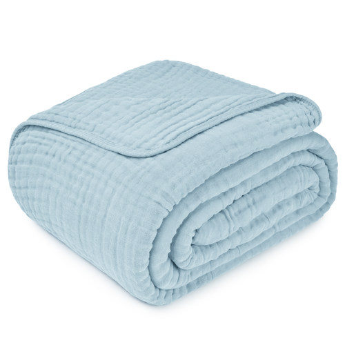 Comfy Cubs Adult Muslin Blanket In Pacific Blue