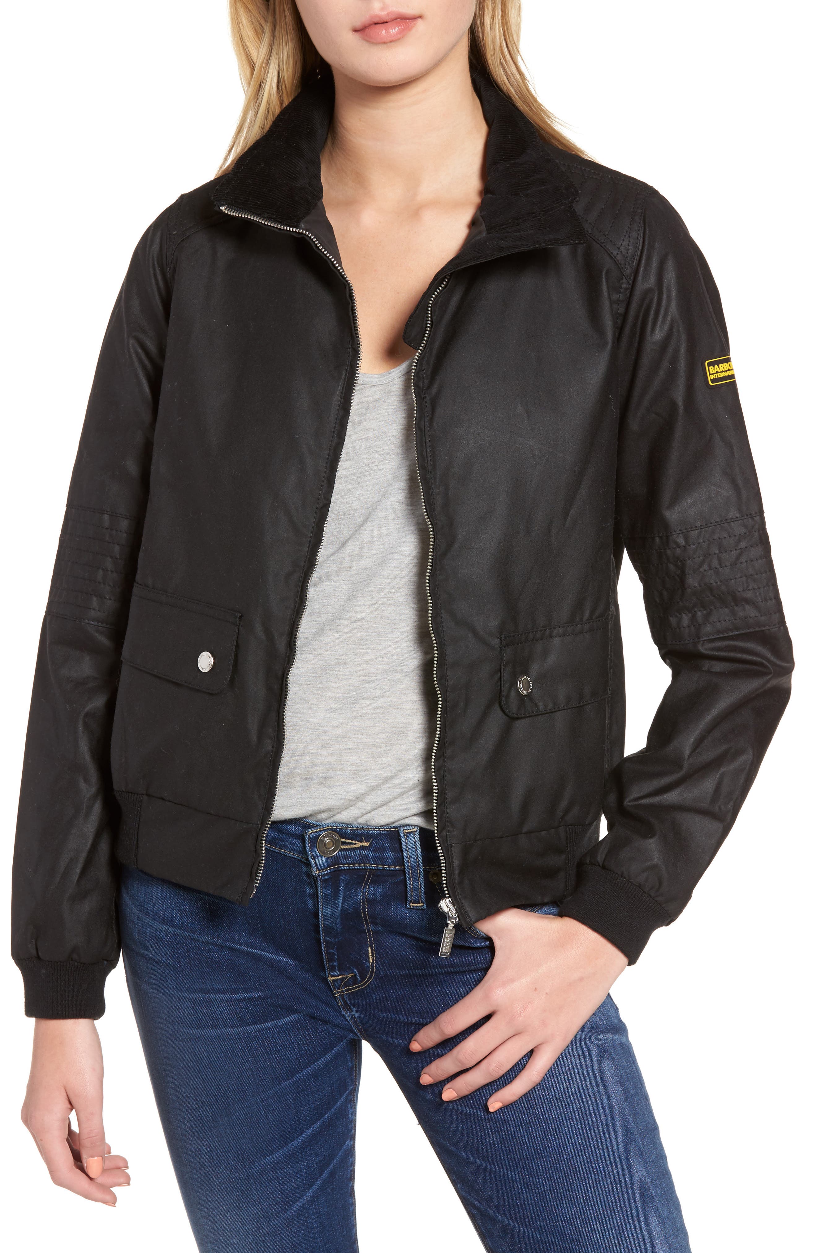 Barbour Tain Waxed Bomber Jacket Nordstrom