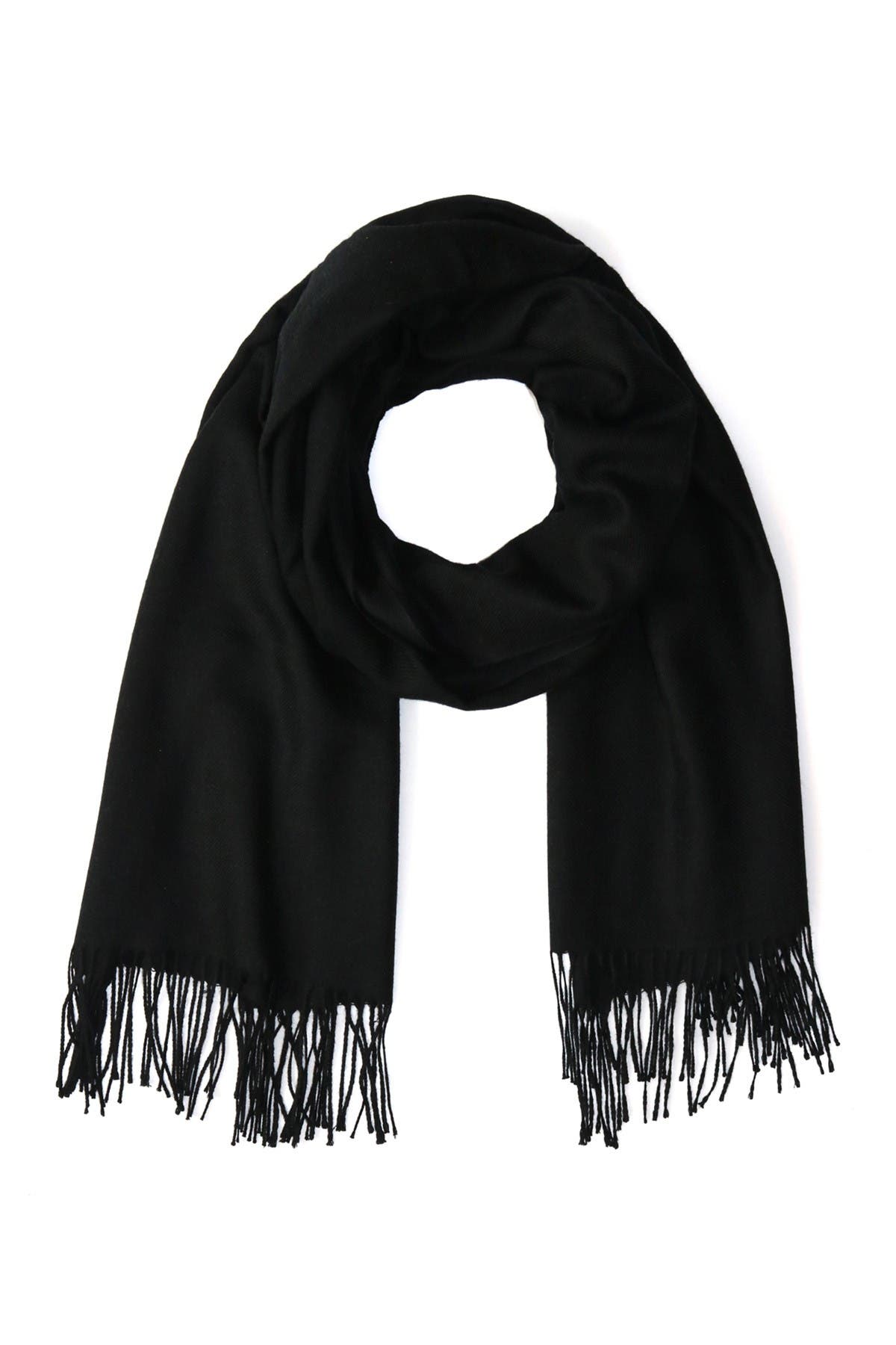 Amicale Tissue Weight Fringe Scarf In Black