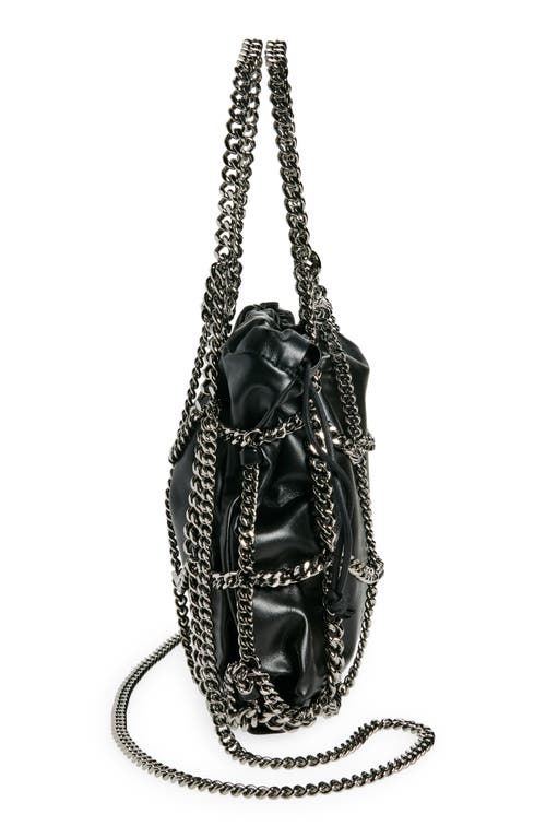 Shop Stella Mccartney Mini Falabella Chain Cage Tote In Black/ruthenium