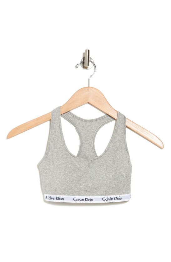 Calvin Klein Carousel Racerback Bralette In P7a Grey Heathe