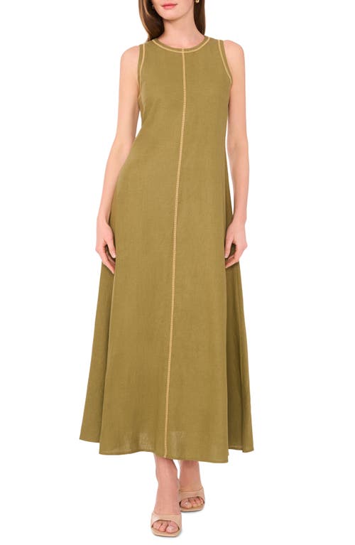 Shop Halogenr Halogen(r) Seam Sleeveless Linen Blend Maxi Dress In Olive Drab Green