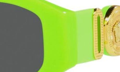 Shop Versace Kids' 48mm Small Rectangle Sunglasses In Fluorescent Green/dark Grey