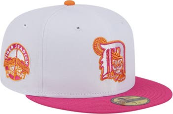Detroit Tigers White on Red 59FIFTY Men's Fitted Cap by Vintage Detroit Collection