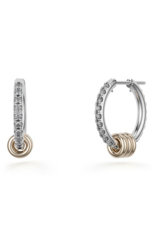 Spinelli Kilcollin Ara Sterling Silver Pave Diamond Hoop Earrings In Silver/yellow Gold