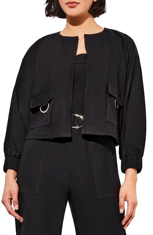 Ming Wang Relaxed Fit Crepe Jacket Black at Nordstrom,