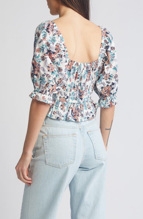 Shop Cleobella Rebecca Floral Ruffle Organic Cotton Crop Top In Miramonte Print