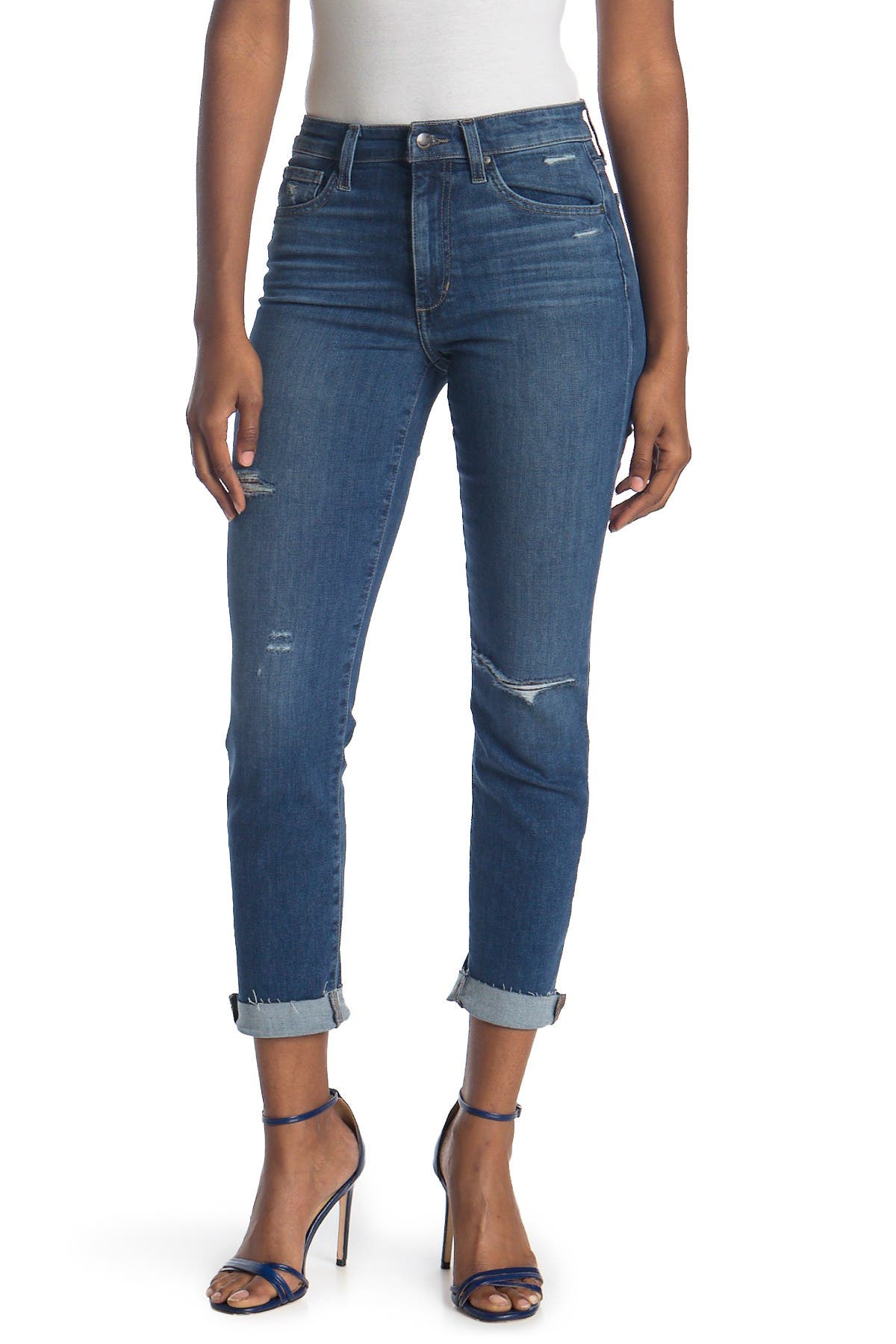 high rise straight ankle jeans