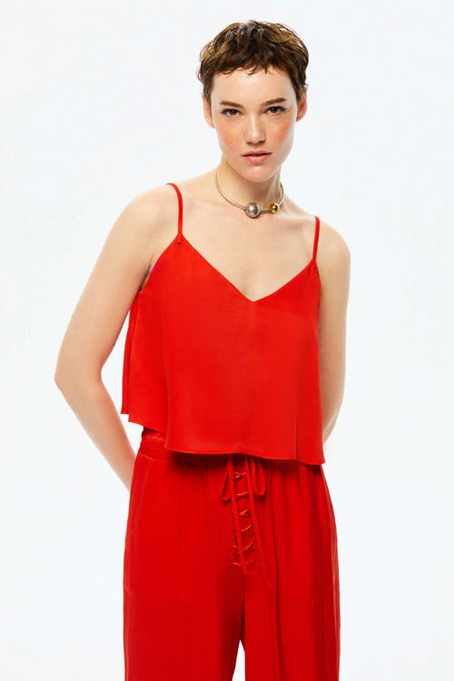 Nocturne Thin Strap Crop Top in Red at Nordstrom