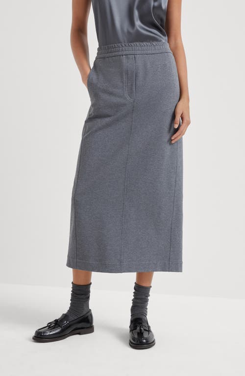 Shop Brunello Cucinelli Track Midi Skirt In Lead