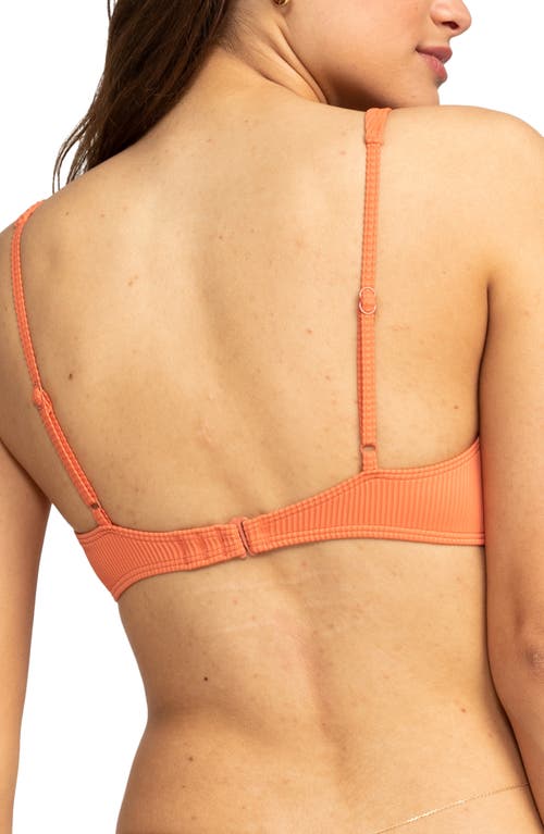 Shop Roxy Love The Oceana Ribbed Bikini Top In Apricot Brandy