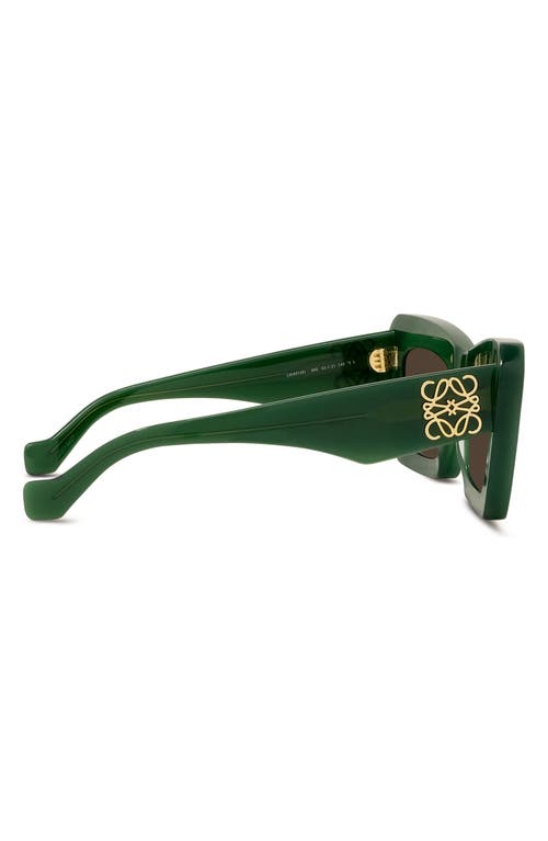 Loewe Anagram 52mm Cat Eye Sunglasses In Shiny Dark Green/brown