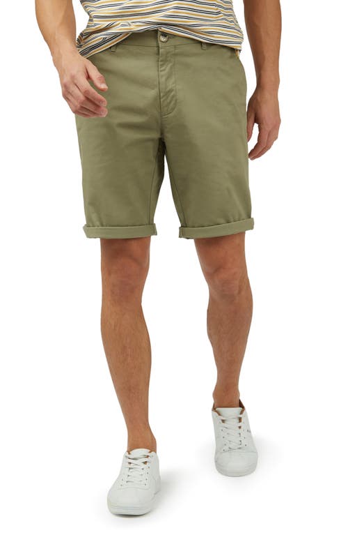 Signature Flat Front Stretch Cotton Chino Shorts in Litchen Green