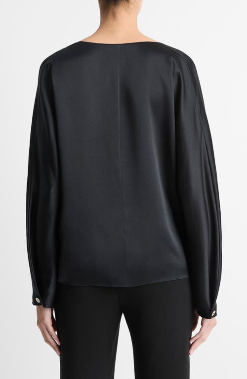 Shop Vince V-neck Silk Top In Black