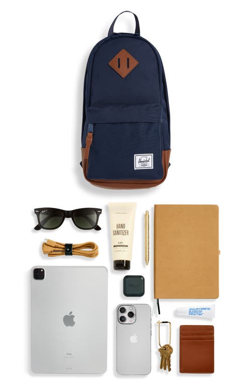 Shop Herschel Supply Co . Heritage Shoulder Bag In Navy/tan