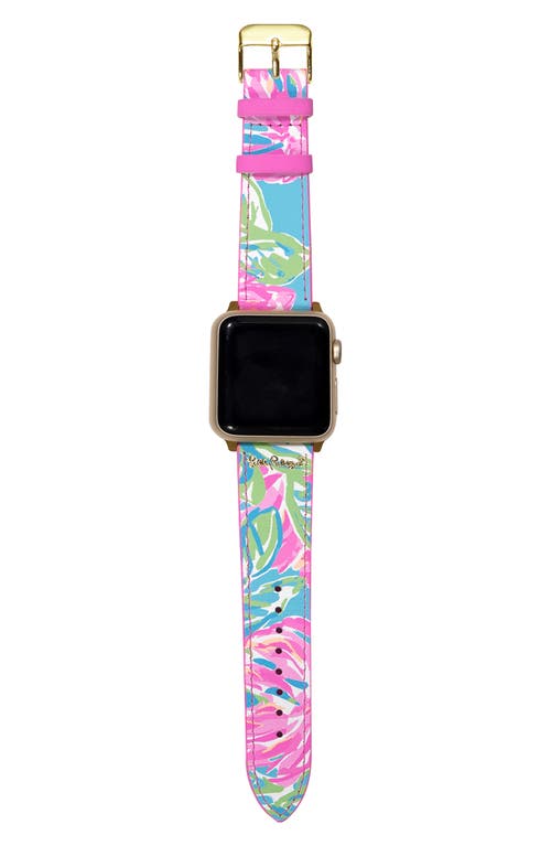 Lilly Pulitzer® Totally Blossom Leather 19mm Apple Watch® Watchband in Light Blue