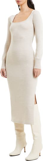 French Connection Babysoft Square Neck Long Sleeve Midi Dress