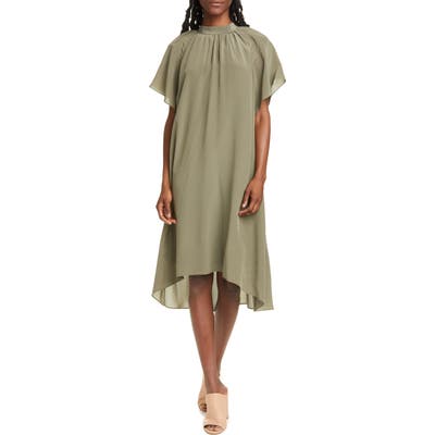 Club Monaco Flutter Sleeve Silk Dress, Green