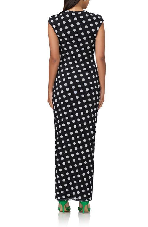 Shop Afrm Cody Printed Cap Sleeve Mesh Maxi Dress In Diagonal Dot