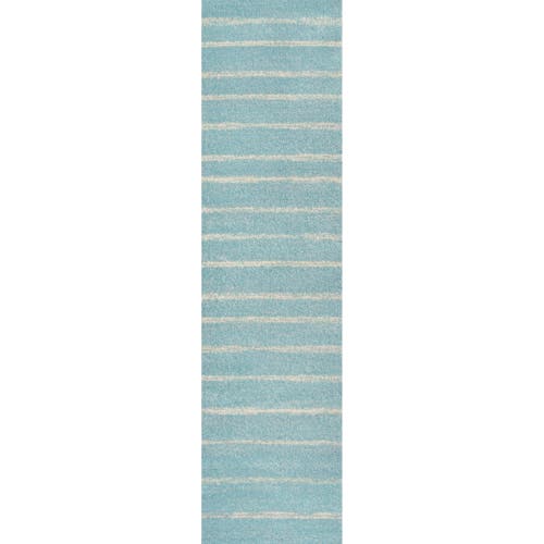 Jonathan Y Williamsburg Minimalist Stripe Area Rug In Turquoise/cream