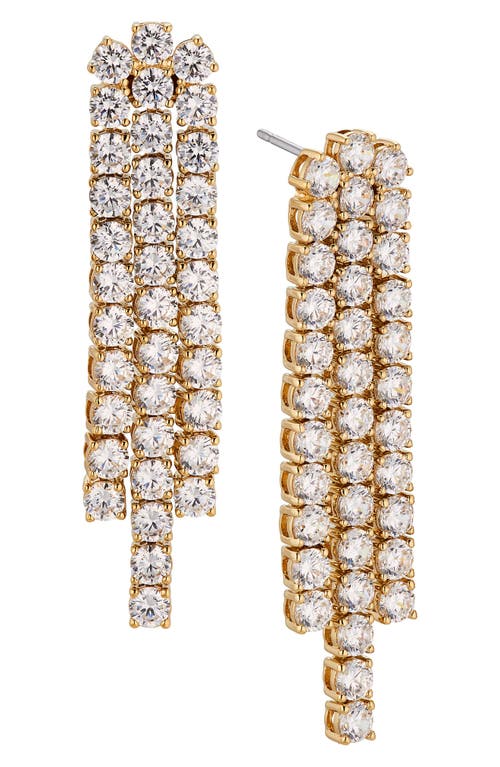 Tennis Cubic Zirconia Linear Drop Earrings in Gold