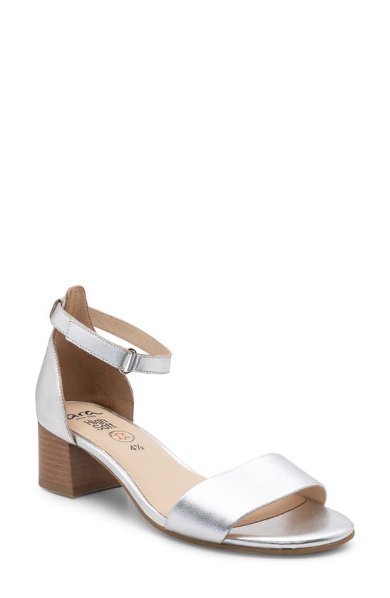 Shop Ara Pauline Block Heel Sandal In Silver Metallic Calf