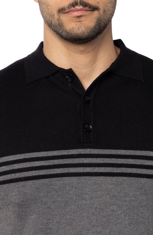 Shop Spring + Mercer Stripe Polo Sweater In Black/charcoal