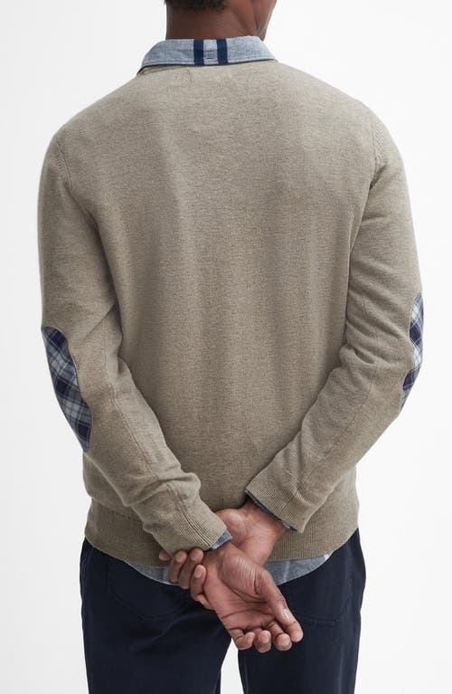 Shop Barbour Marlow Elbow Patch Merino Wool & Cashmere Sweater In Stone