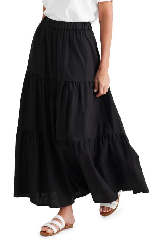 Shop Brave + True Brave+true Elsie Linen Blend Maxi Skirt In Black