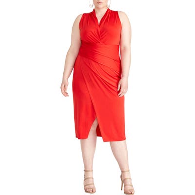 Plus Size Rachel Rachel Roy Bret Gathered Jersey Sheath, Red