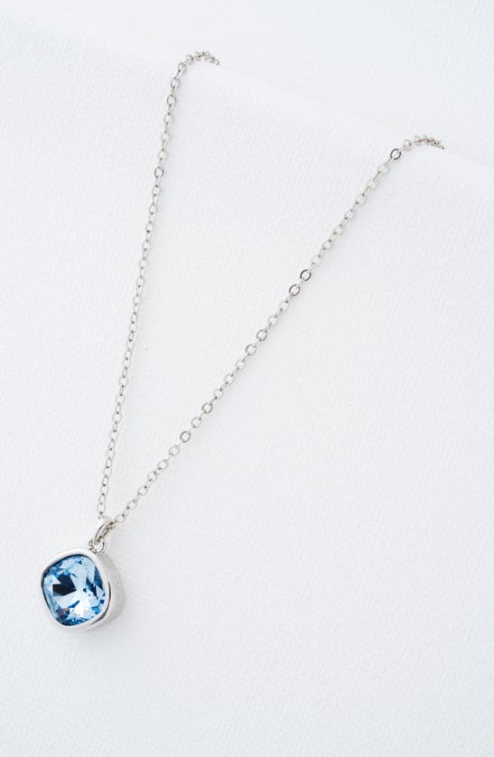 Shop Ted Baker Crastel Round Crystal Pendant Necklace In Silver/ Light Blue Crystal