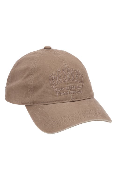 Ganni Patch Baseball Cap in Shitake at Nordstrom