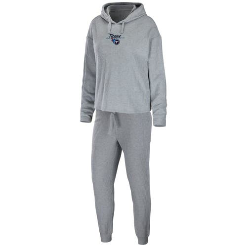 Women's WEAR by Erin Andrews Heathered Gray Tennessee Titans Pullover Hoodie & Pants Lounge Set in Heather Gray