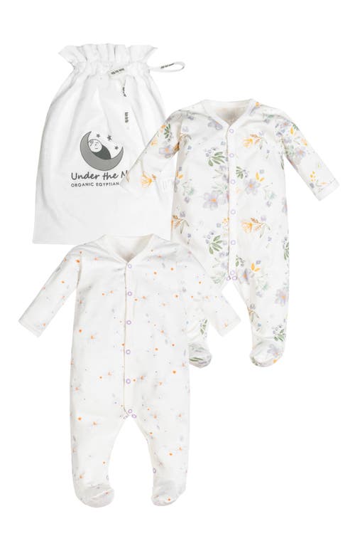 Under the Nile Assorted 2-Pack Floral Footie Set in White/Multi at Nordstrom