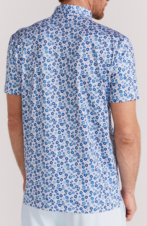 Shop Redvanly Beech Floral Performance Polo In Mazarine Blue