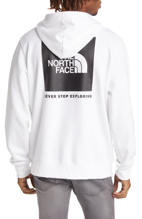 Shop The North Face Never Stop Exploring Box Logo Graphic Hoodie In Tnf White/tnf Black