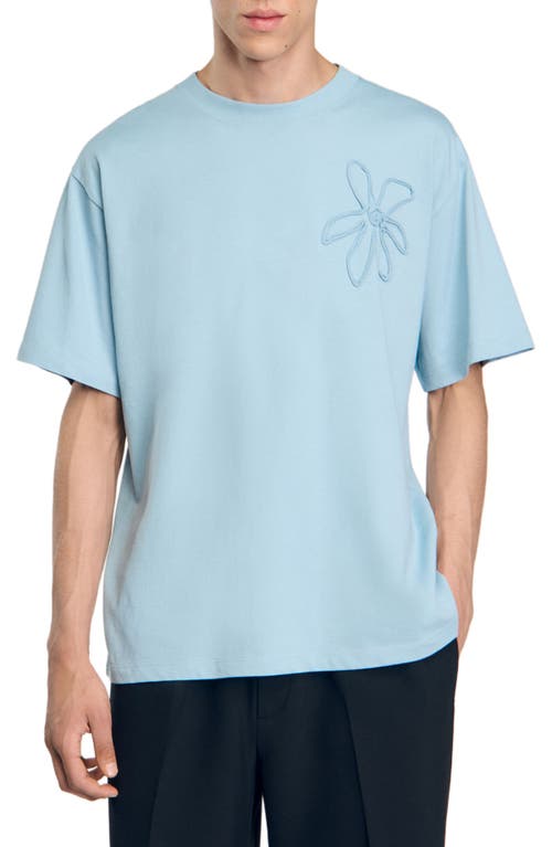 Shop Sandro Oversized Flower T-shirt In Baby Blue