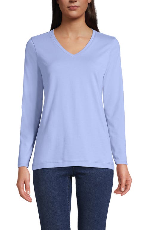 Shop Lands' End Relaxed Supima Cotton Long Sleeve V-neck T-shirt In Light Cornflower