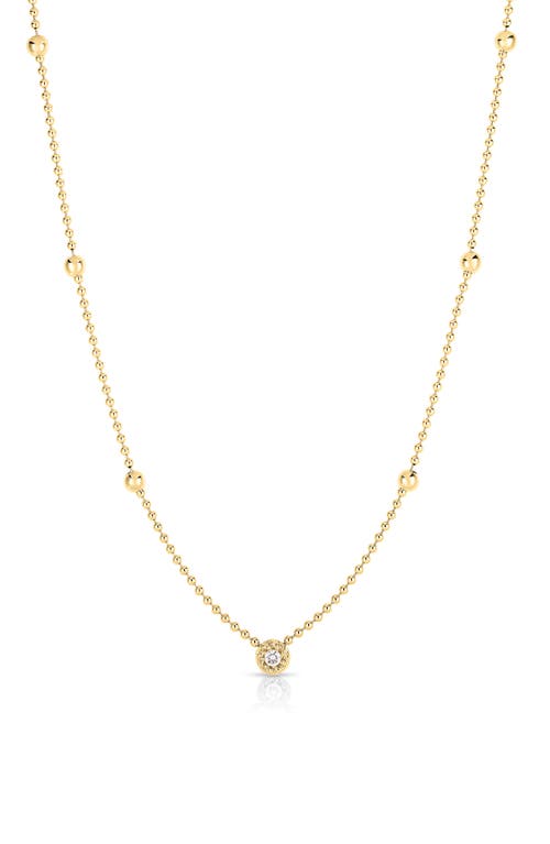 Roberto Coin Diamond & Bead Station Necklace in Yellow Gold at Nordstrom, Size 17