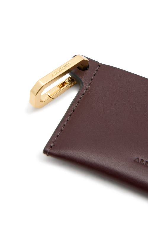 Shop Allsaints Hex Leather Cardholder In Burnt Red