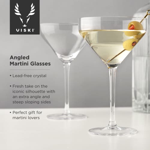 Viski Raye Crystal Angled Martini Glasses Set Of 2 In Clear