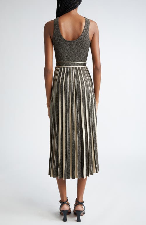 Shop Zimmermann Pleated Metallic Sweater Dress In Black/gold