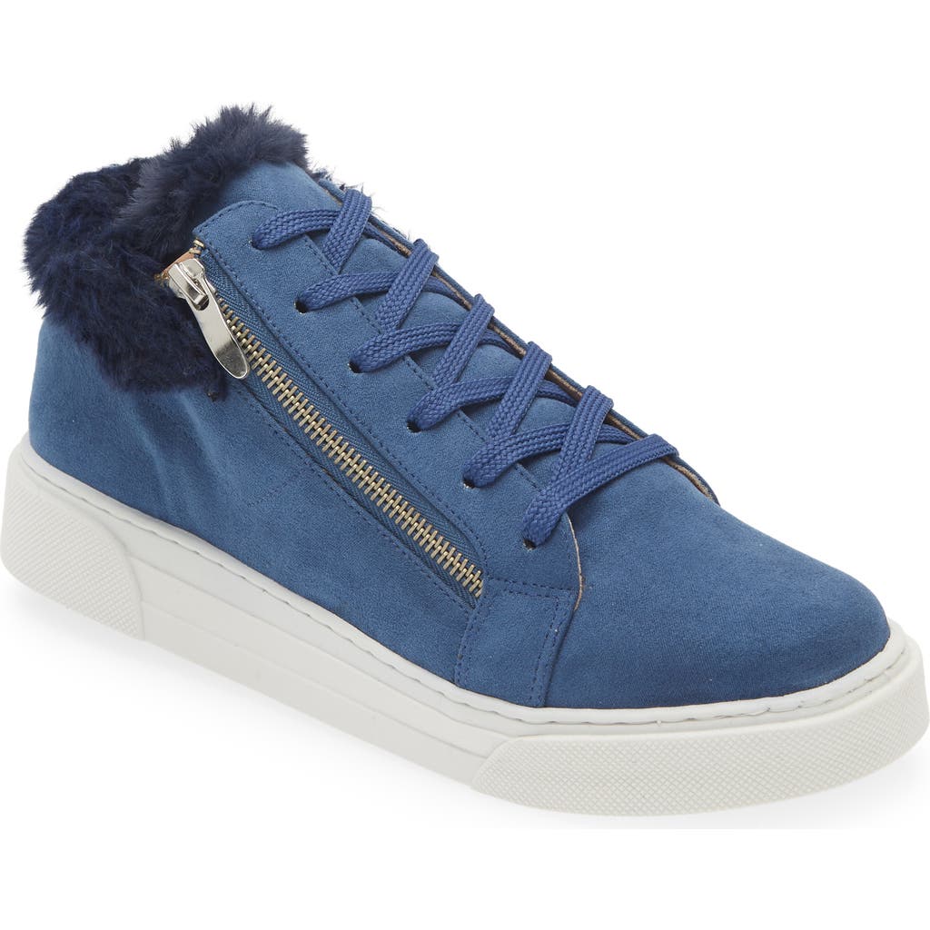 Love Rio Debbie Faux Fur Zip Sneaker In Blue