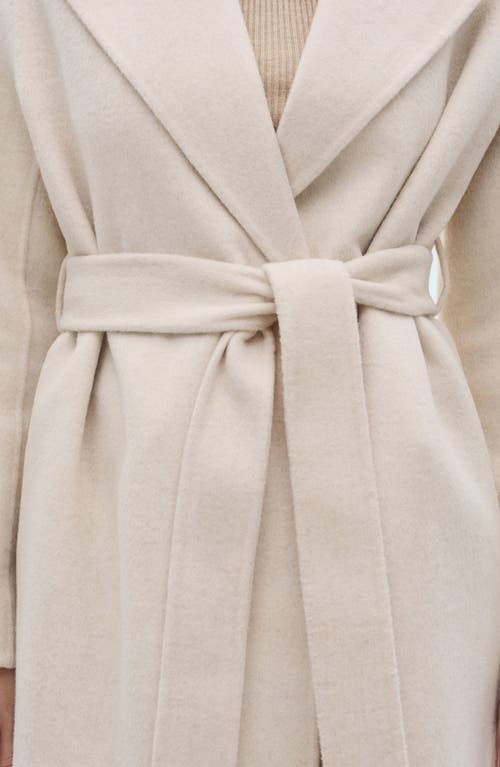 Shop Mango Wool Blend Wrap Coat In Ecru