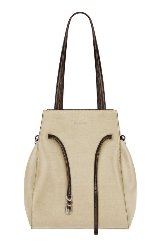 Shop Givenchy Small Voyou Canvas Tote In Army Beige