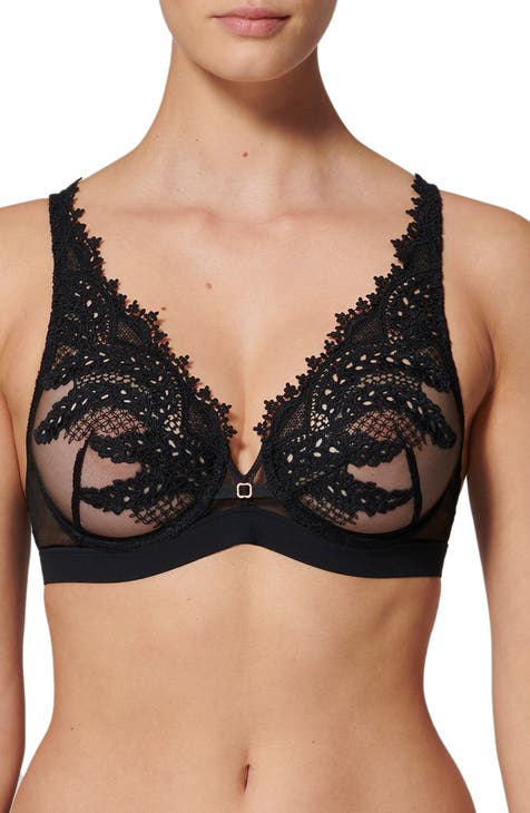 Wolford Sheer Logo-embroidered Push-up Bra - Black